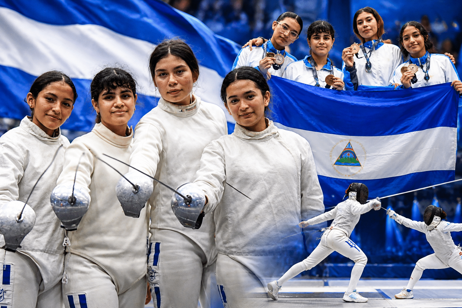 ¡Oro para Nicaragua! equipo femenino de sable